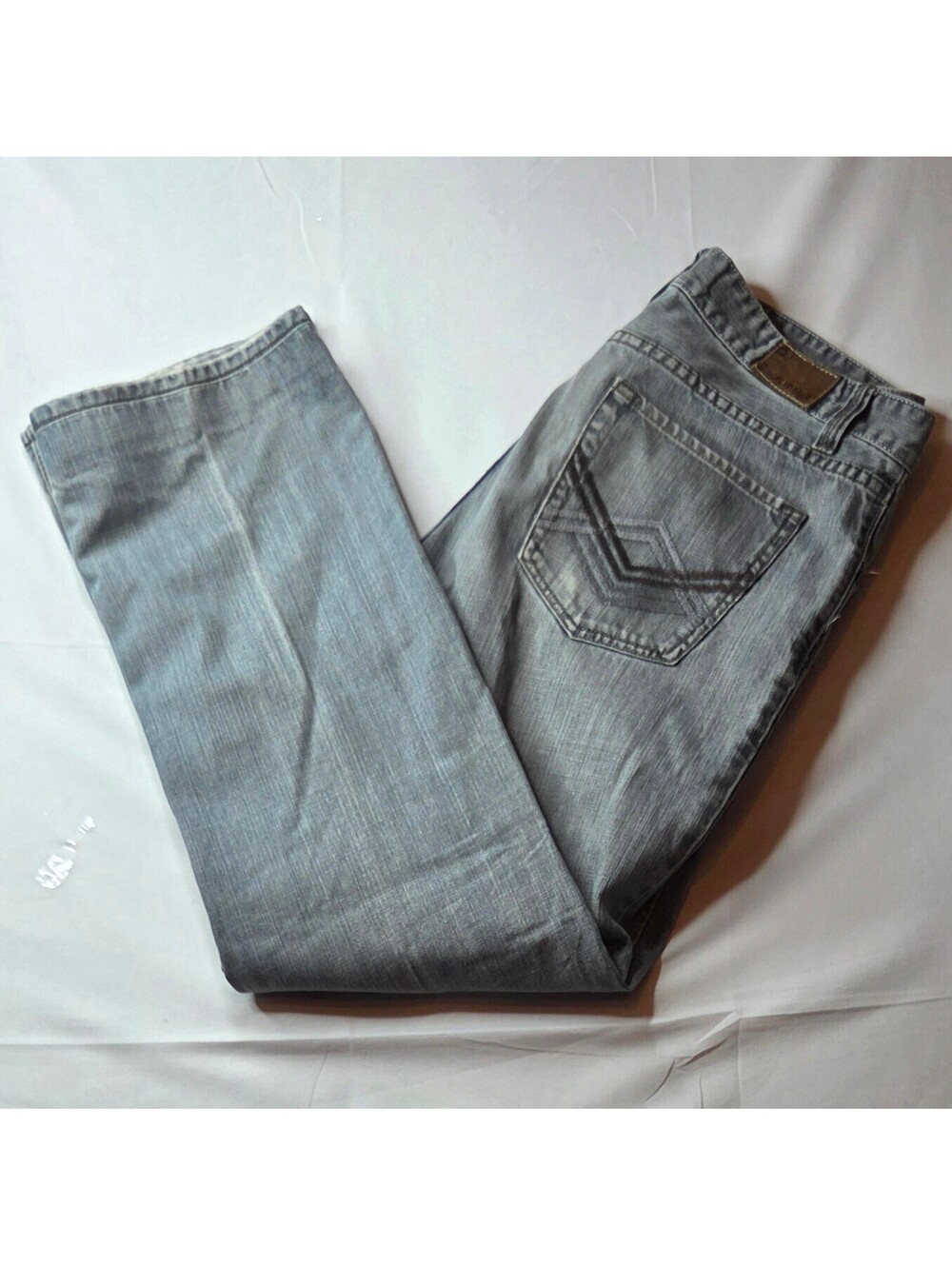 Flypaper Men's Grey Faded Bootcut Jeans 34x31 Y2K Grunge Skater 100% Cotton